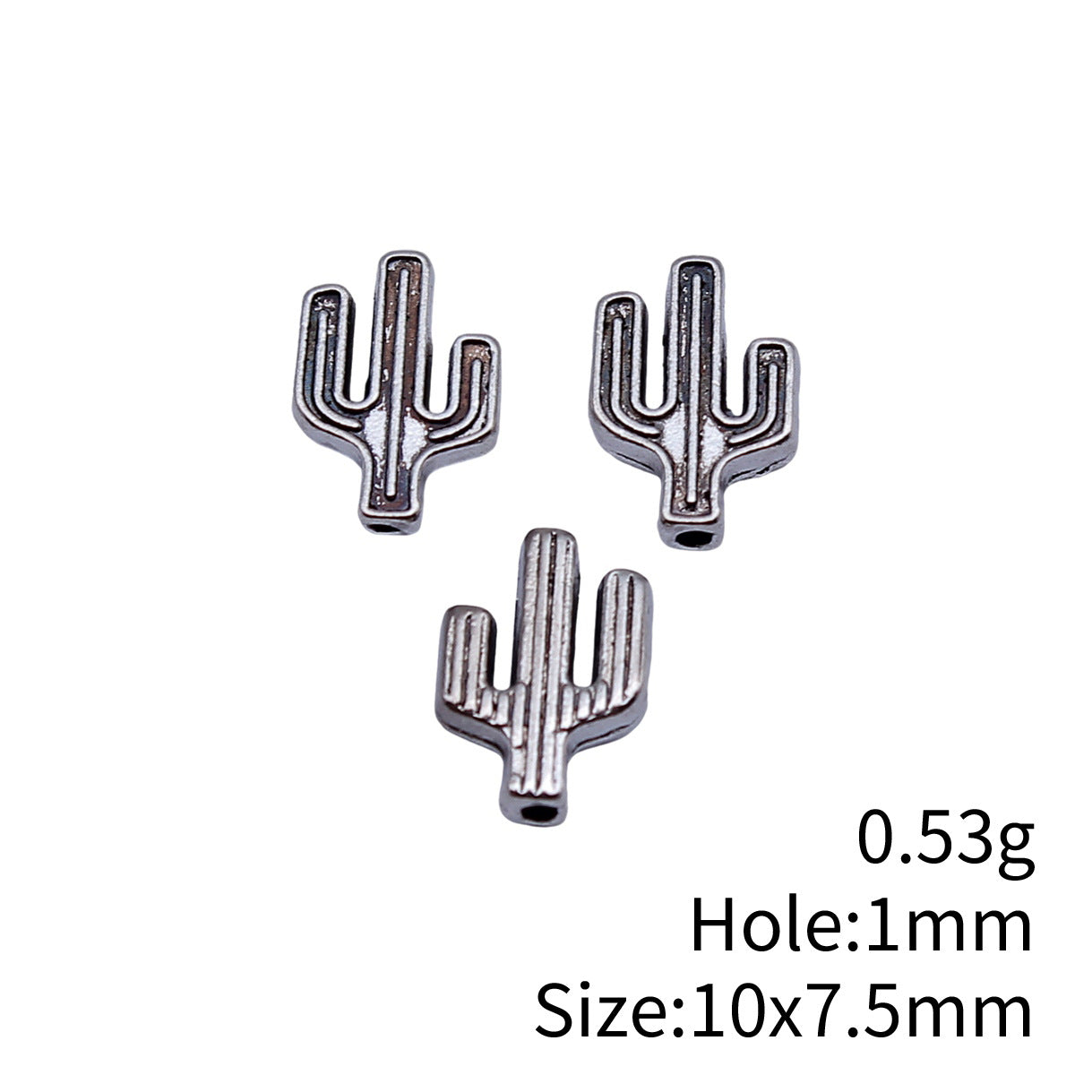 10x7.5mm 0.53g Antique Silver Zinc Alloy Cactus Small Hole Beads for Bracelet Necklace DIY Making