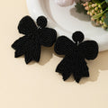 Beaded Bow Drop Earrings Round Stud Top Four Colors view 3