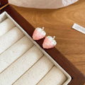 Pink Strawberry Stud Earrings In Three Crystal And Enamel Styles view 6