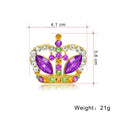 Purple Gold Tone Crown Metal Brooch Pin for Jackets and Lapels view 2