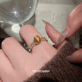Gold Tiger Eye Crystal Open Adjustable Ring Two Styles view 3