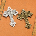 Floral Vine Cross Metal Charm in 2 Decorative Finishes view 2