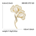 Openwork Double Flower Stem Brooch in Gold or Silver Tone view 7