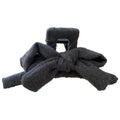 Soft Fabric Bow Hair Claw Clips in Coffee Brown Gray view 5