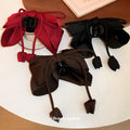Black Oversized Satin Bow Hair Claw With Bud Shaped Ties view 4