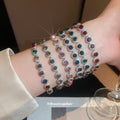 Halo Round Crystal Tennis Bracelet Silver Tone 4 Colors view 3