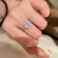 Silver Tone Paved Zircon Flower Open Ring Side Stone view 1