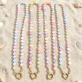 Pastel Faceted Glass Bead Necklace With Gold Tone Ring Clasp view 2