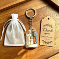 Holy Family Keychain With Thank You Card And White Organza Bag view 7