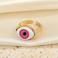 Gold Tone Realistic Eyeball Adjustable Open Rings in Five Iris Colors view 4