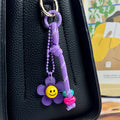 Smiley Face Daisy Flower Braided Cord Charm with Bead Accents view 4