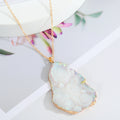 Gold Tone Irregular Druzy Geode Pendant Necklaces in Eleven Designs view 2