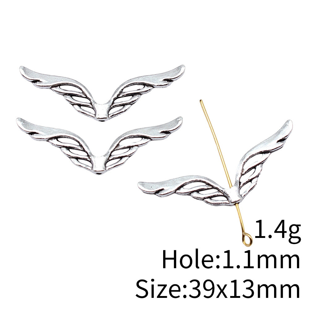 39x13mm 1.4g Antique Silver Zinc Alloy Wing Loose Metal Beads for DIY Bracelet Jewelry Making
