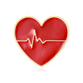 Red Heartbeat Heart Brooch with Gold Tone Line Detail view 1