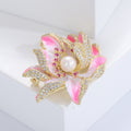 Gradient Enamel Lotus Brooch with Pearl Center Clothing Pin view 4