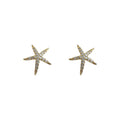 Gold Tone Clear Stone Starfish Stud Earrings For Women view 5