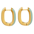 Gold Tone Enamel U Hoop Earrings Blue Pink Or Mint view 5