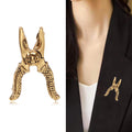 Skull Detail Pliers Brooch Antique Gold and Silver view 2