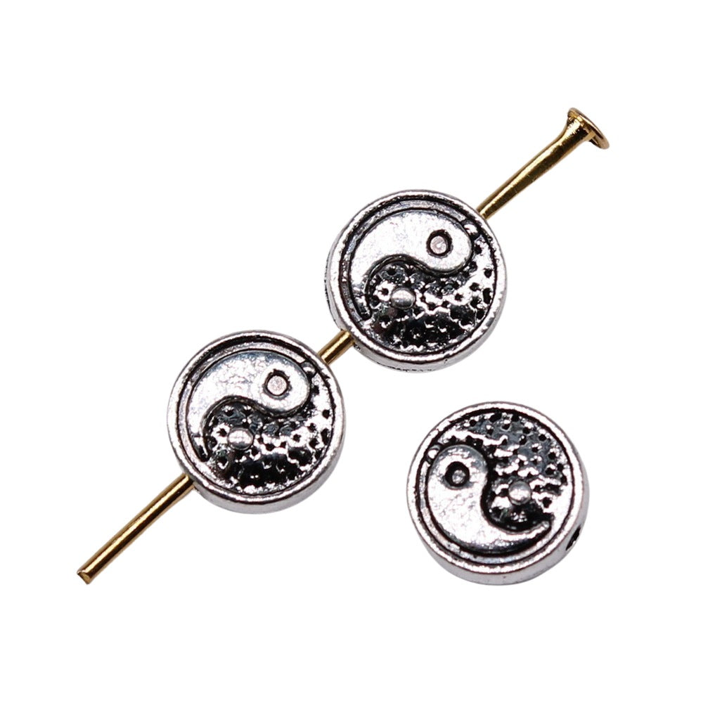 8x8mm 0.81g Antique Silver Zinc Alloy Tai Chi Loose Metal Beads for Bracelet Necklace DIY Jewelry Making