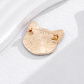 Black Floral Cat Face Crystal Gold Tone Metal Brooch Pin view 4