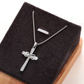 Silver Tone Cross Infinity Crystal Pendant Necklace view 4