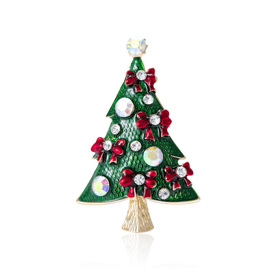 Front view of Green Enamel Christmas Tree brooch