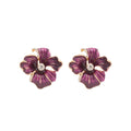 Purple Enamel Flower Stud Earrings With Crystal Centers view 5
