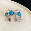 Turquoise Cabochon Multi Band Open Cuff Bracelet Set view 6