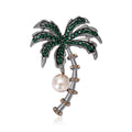 Crystal Palm Tree Brooch With Faux Pearl Coconut for Jackets Scarves and Lapels view 2