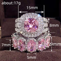 Oversized Square Halo Two-Ring Set In Four Stone Colors view 4