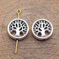 Tree of Life Round Metal Bead in Antique Silver Tone view 2