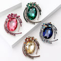 Oval Crystal Curved Spray Brooch in 4 Color Options view 3