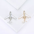 Airplane Brooch Silver or Gold White Enamel Wings Metal Pin Brooch view 1