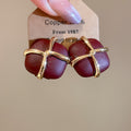 Red Enamel Gold Tone Stud and Drop Earrings Collection view 6