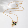 Gold Tone Crystal Butterfly Pendant Necklaces 4 Colors view 3