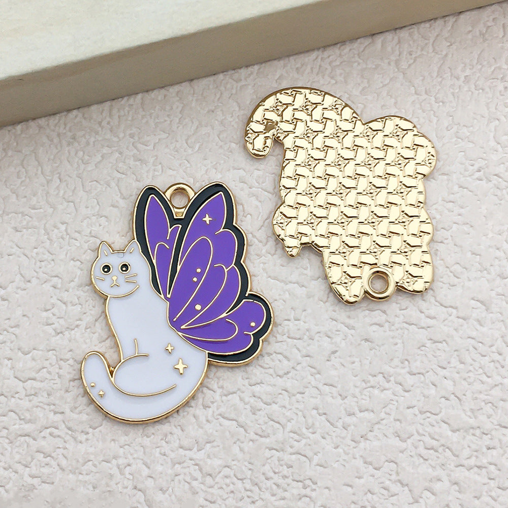 Enamel Zinc Alloy Butterfly Cat Heart Cartoon Charm Pendant for Earrings and Necklaces