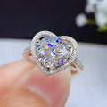 Silver Heart Halo Clear CZ Ring S M L XL Stone Sizes view 2