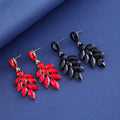 Aqua Green Leaf Tassel Crystal Five Designs Metal Dangle Earrings view 3