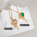 Melting Heart Pendant Necklace Pink Or Green Crystal Stones view 2