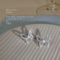 Silver Butterfly Stud Earrings Clear Pave Stone Outline view 1