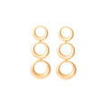 Gold Tone Triple Interlocking Ring Dangle Earrings view 5