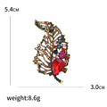 Openwork Leaf Brooch with Red and Green Crystal Accents view 5