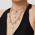 Gold Cross Medal Multi Charm Necklaces Single Or Layered view 2