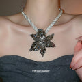 Metal Flower Cord Necklace Fan Hoop Earrings 3 Styles view 4