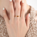 Gold Thin Band Rings Square Zircon and Oval Glass Stones view 7