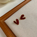 Colorful Enamel Asymmetric Heart Statement Stud Earrings view 2