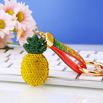 Clay Crystal Pineapple Keychains in Four Colors plus Assorted Option