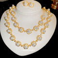 Gold Twisted Leaf Pearl Necklace Bracelet Stud Earrings view 3