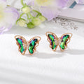 Rose Gold Butterfly Crystal Stud Earrings Five Color Styles view 2