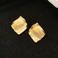 Gold Tone Textured Round And Square Stud Earrings Decorative Jewelry view 7